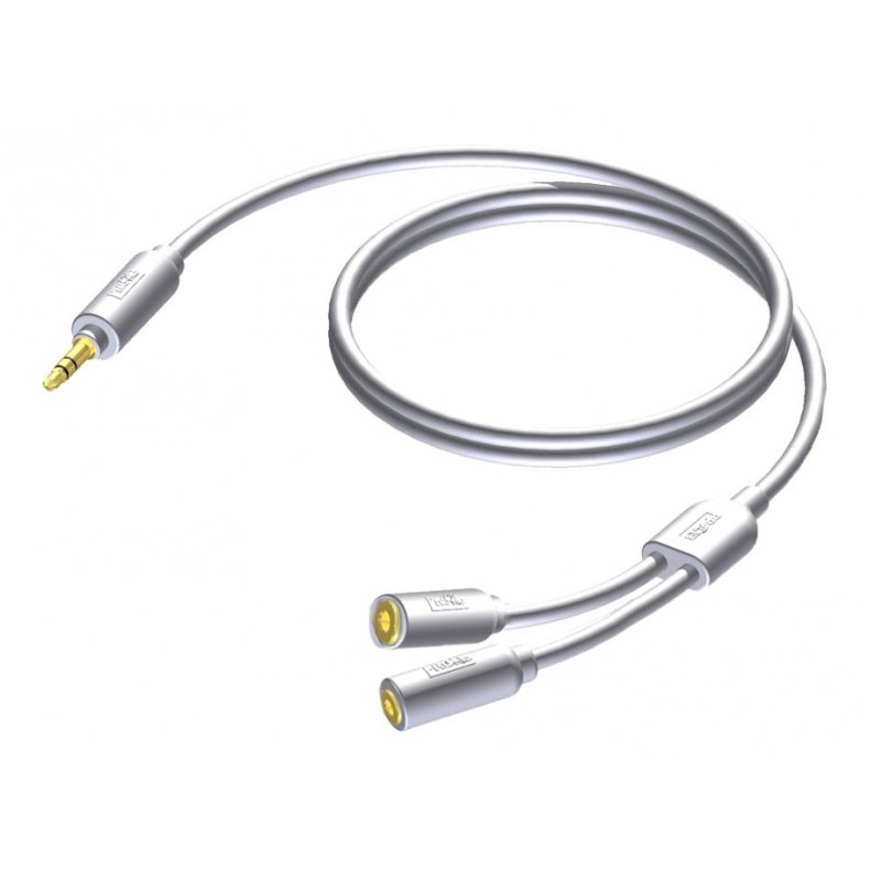 Procab CIP705 Minijack 3,5mm Stereo Han til 2xHun kabel - Hvid 