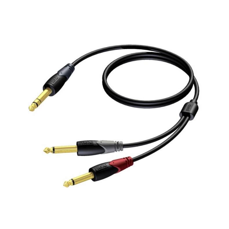 Procab CLA721 - Jack 6,3mm Stereo Han til 2xJack 6,3mm Mono Han