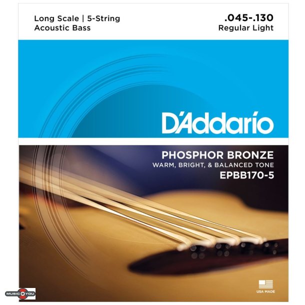 D'Addario EPBB170-5 Phosphor Bronze Akustiske Bas strengest 0.45 - 130