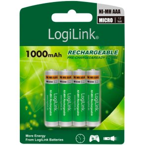 LogiLink Professional Genopladelige AAA Batteri 1000mAh - 4 Pack