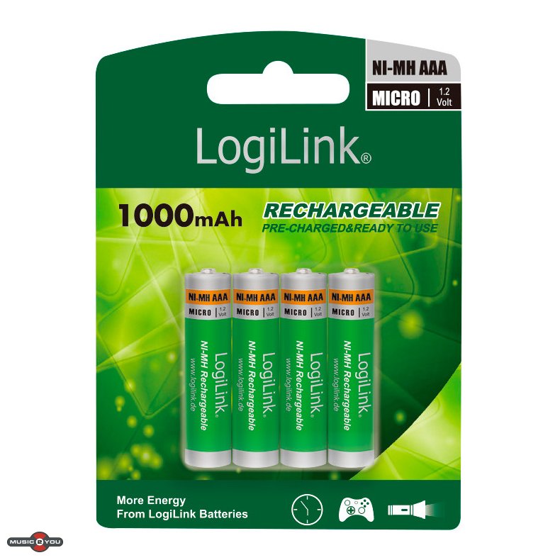 LogiLink Professional Genopladelige AAA Batteri 1000mAh - 4 Pack