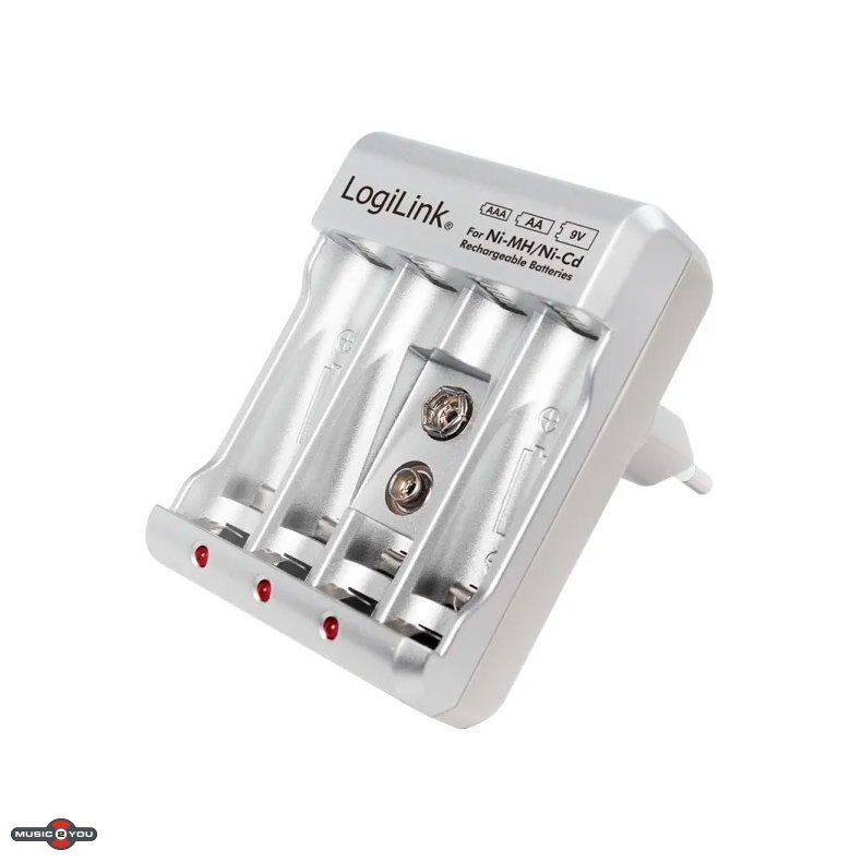 LogiLink Batterioplader Genopladelige AA / AAA / 9V Batterier
