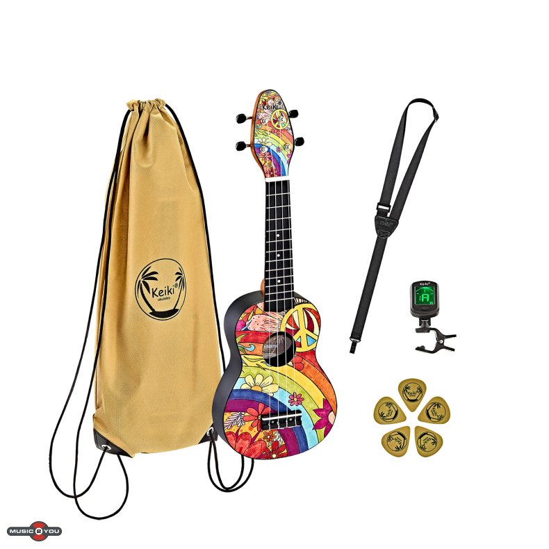 Ortega Keiki K2 "Peace 68" Sopran Ukulele Pack