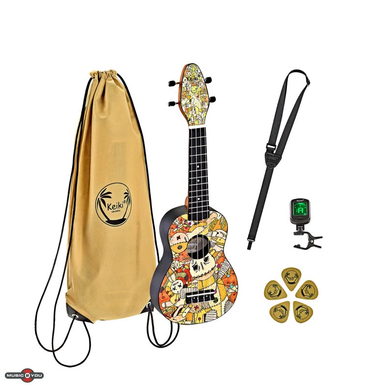 Ortega Keiki K2 "Voodoo" Sopran Ukulele Pack
