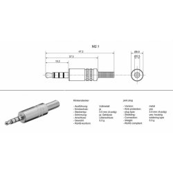 Minijack 3.5mm TRRS Kabelstik - 4 polet