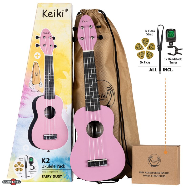 Ortega Keiki K2-FYD Sopran Ukulele Pack - Fairy Dust