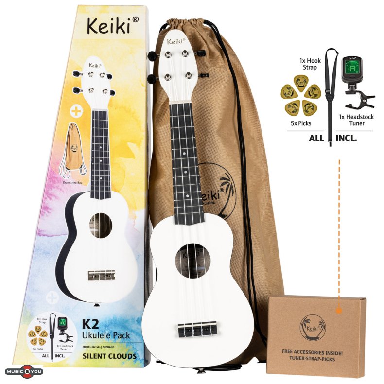 Ortega Keiki K2-SCL Sopran Ukulele Pack - Silent Clouds