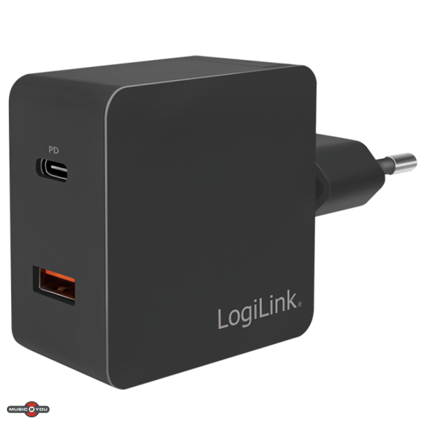 LogiLink Oplader - USB-C/USB-A - 3A/18W - Sort