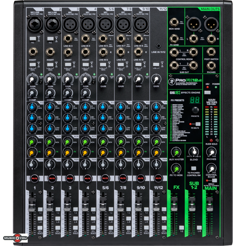 Mackie ProFX12v3 - 12-kanals mixer med FX and USB