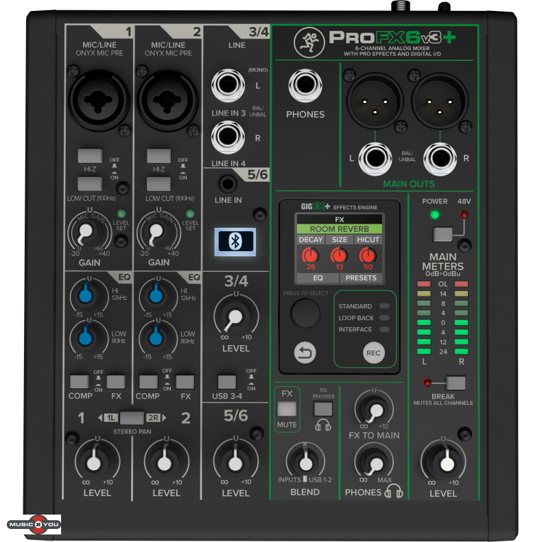 Mackie ProFX6v3+ - 6-kanals mixer med FX and USB
