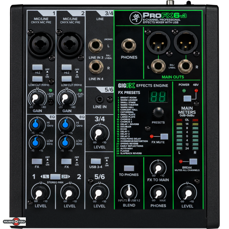 Mackie ProFX6v3 - 6- kanals mixer with FX and USB