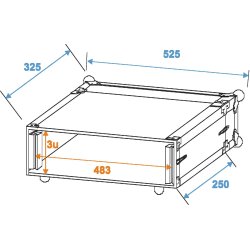 Roadinger effekt rack 19"/3Unit - Dybde 24cm