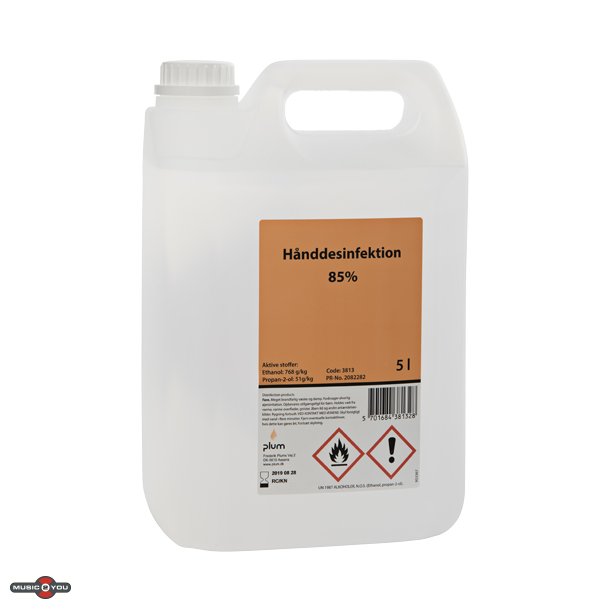 Hndsprit - Plum 3813 Hnddesinfektion flydende 85% - 5 liter dunk.