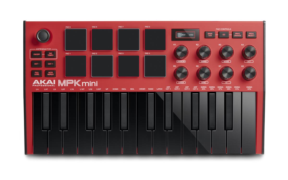 Køb Akai MPK mini mk3 MIDI Keyboard - Rød - Pris 769.00 kr.