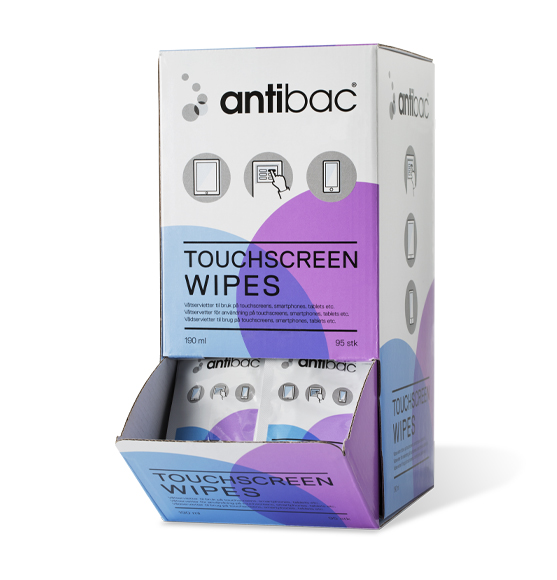 Se Touchscreen wipes, Antibac, 95 stk 2 ml hos Music2you