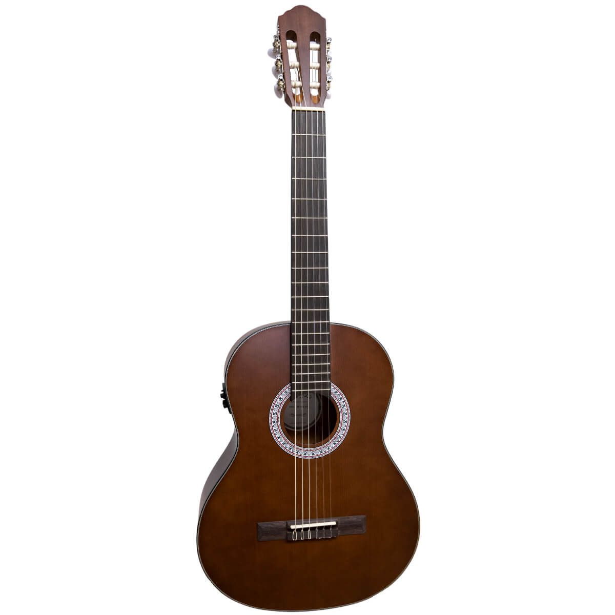 Køb Santana B8 EQ v2 klassisk 4/4 guitar med pickup og tuner - Brown Satin - Pris 1395.00 kr.